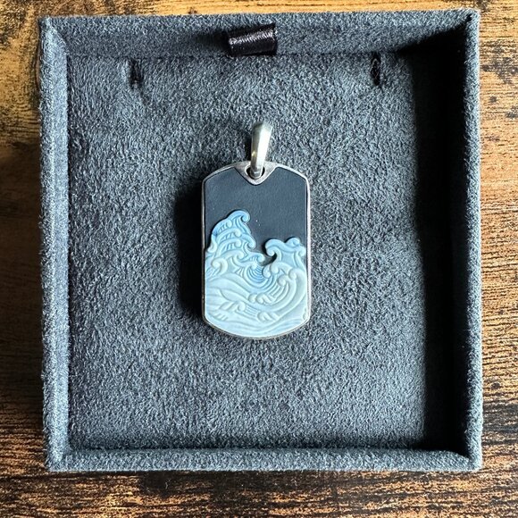 David Yurman Waves Dog Tag Pendant with White Agate - Picture 2 of 13
